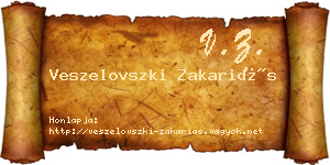 Veszelovszki Zakariás névjegykártya